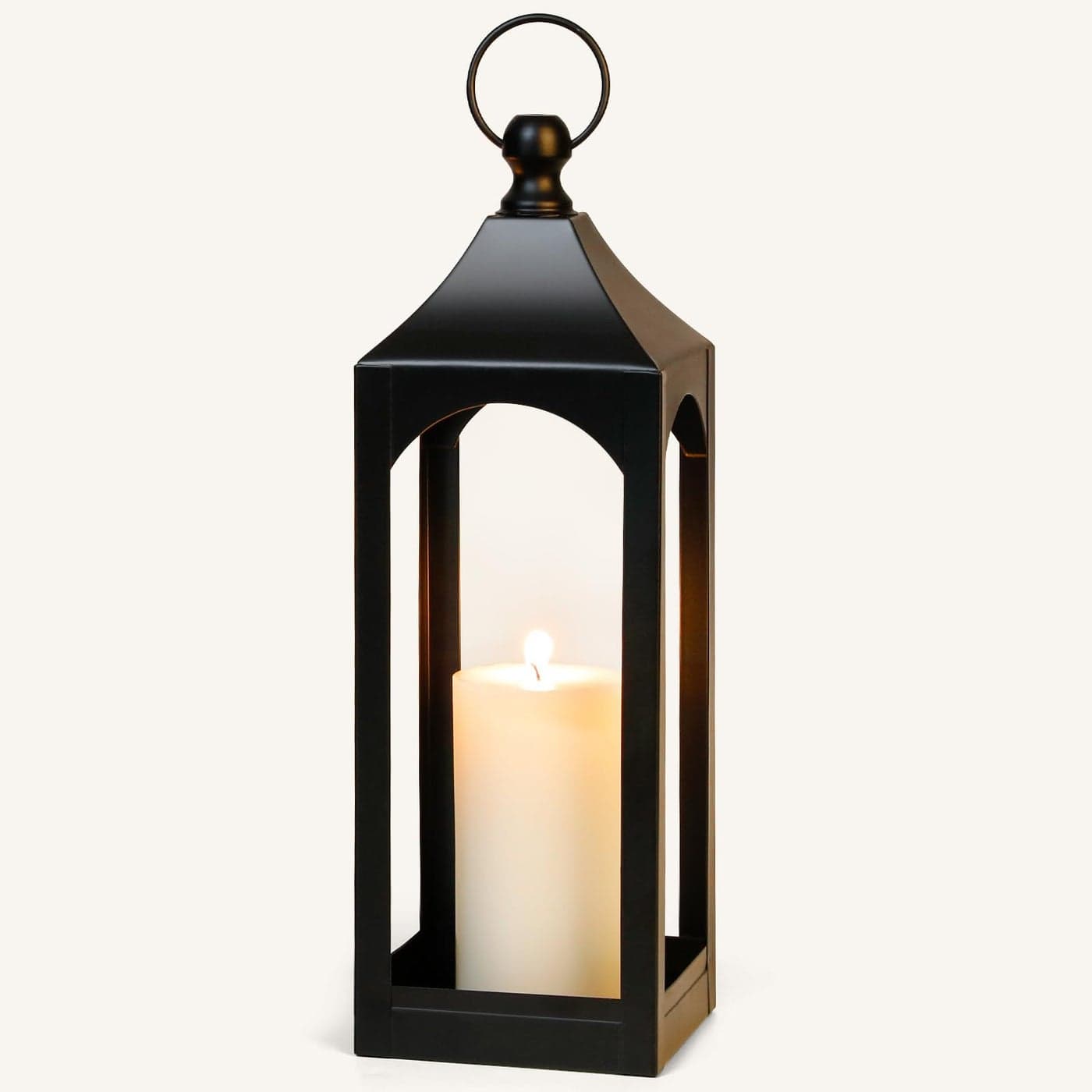 Modern Farmhouse Lantern Decor Black Metal Decorative Hanging Candle Lanterns Ideal for Home Decor Parties Events 17 High No Glass Panel