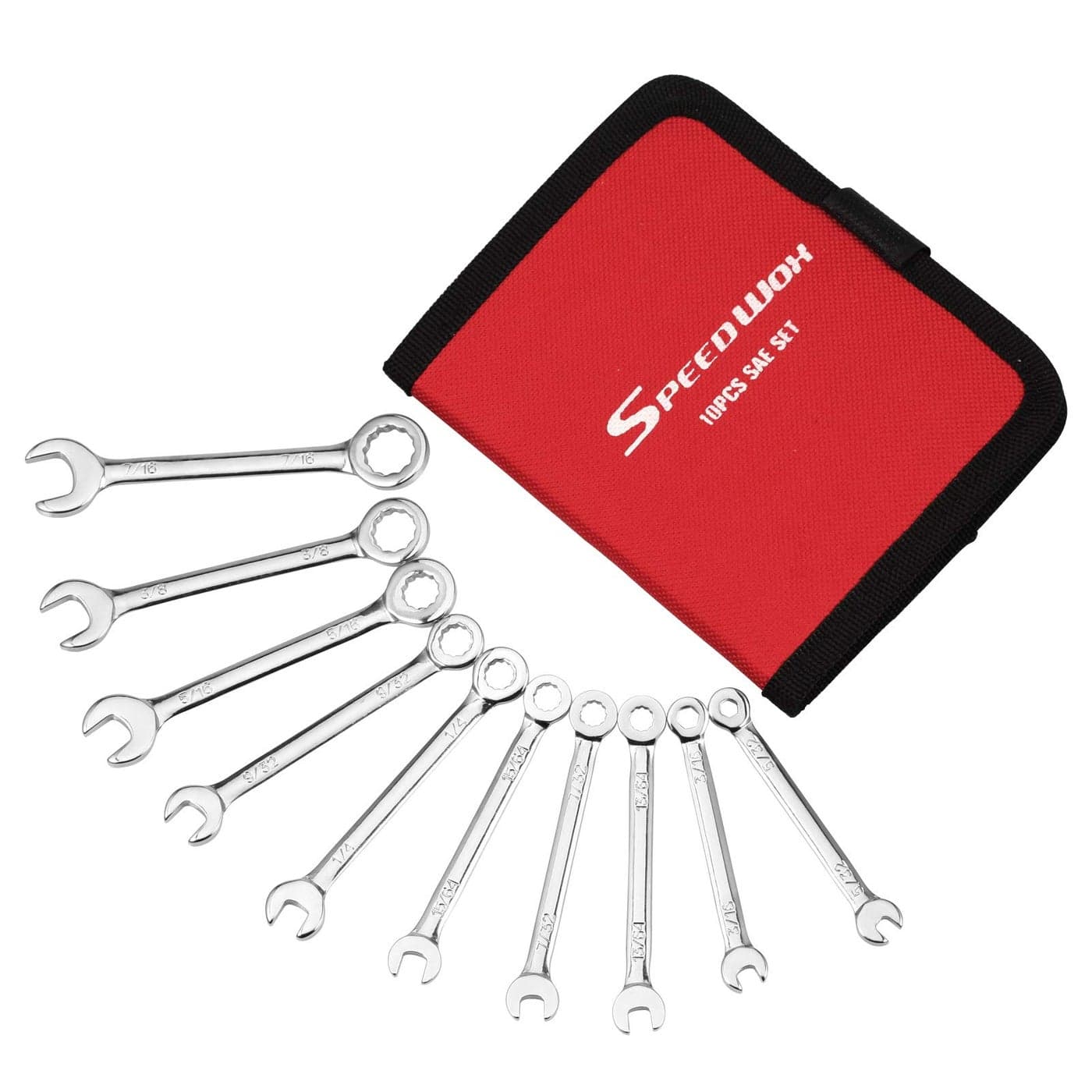 SPEEDWOX 10Piece Mini Wrench Set Standard SAE Sizes High Carbon Steel Portable Canvas Bag
