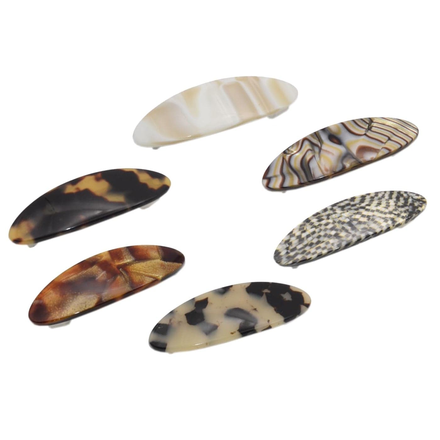 French Amie Oval Mini Silver Grey Opera Tokyo White Tokyo Amber Brown Ivory Set of 6 Onyx Handmade Celluloid Hair Clip Barrette for Girls 25 inch