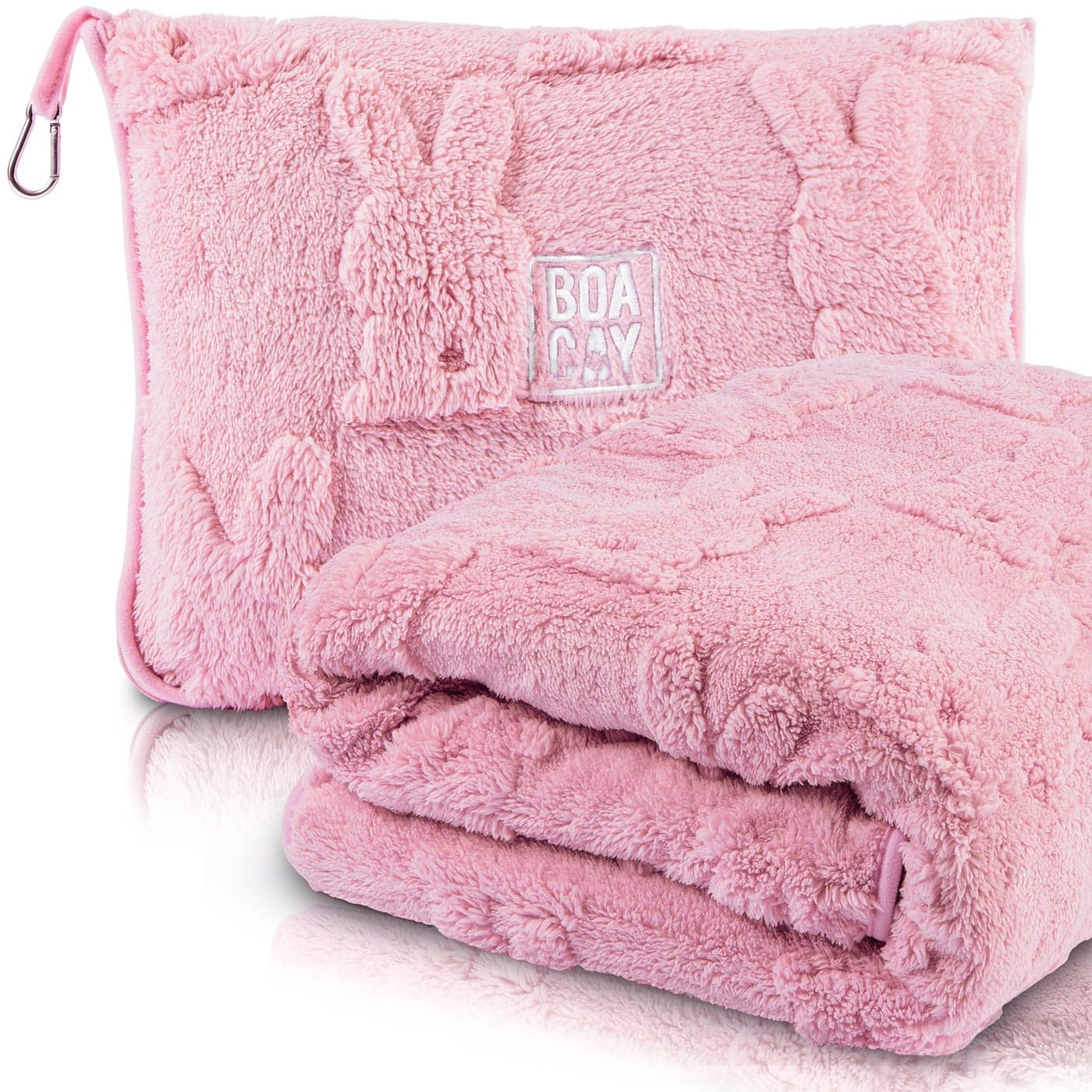 BOACAY Travel Toddler Blanket for Airplane Car Soft Kids Throw Blanket for Daycare Pillow for Girls Boys with Backpack Clip Luggage Sleeve