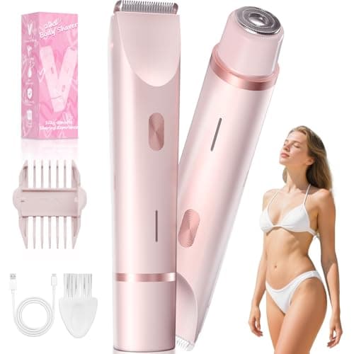 Fanovae Bikini Trimmer Electric Razors for Women Personal Shaver for Pubic Hair Bikini Line Legs Underarms Face USBC Rechargeable Gentle on Sensitive Skin Rinsable Gift Petal Pink