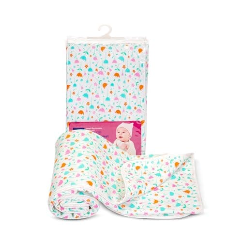Mee Mee 2-in-1 Super Soft Baby Blanket & Wrapper | Cozy 3 Layer Blanket with Comfortable Muslin & Fleece | with Attractive Flower Prints (Assorted) for 0-2 Years (100X120 CM)