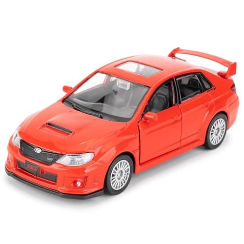 RMZ City DieCast Alloy Toy Car 136 Scale Subaru WRX STI 2010 Model Car Functional Toy Car to Take Home Decorative Model Toy for Collection Car Gift for Boys and Girls Red