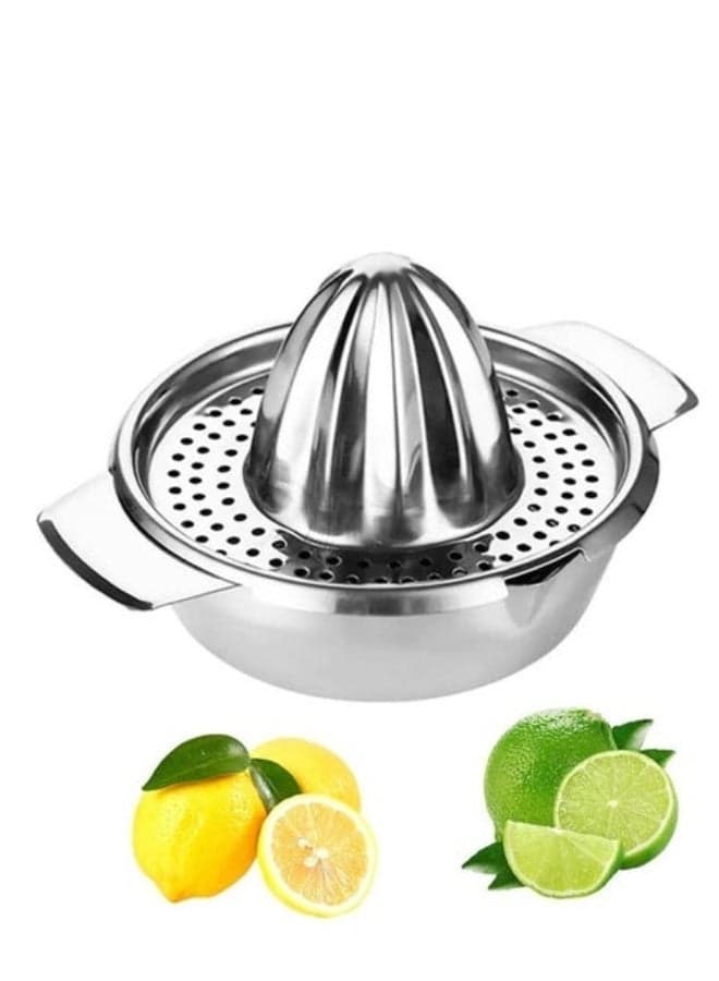 Premium Stainless Steel Citrus Juicer Hand Press | Lemon, Orange & Lime Squeezer | Manual Fruit Juice Extractor with Storage Bowl Container for Kitchen Use