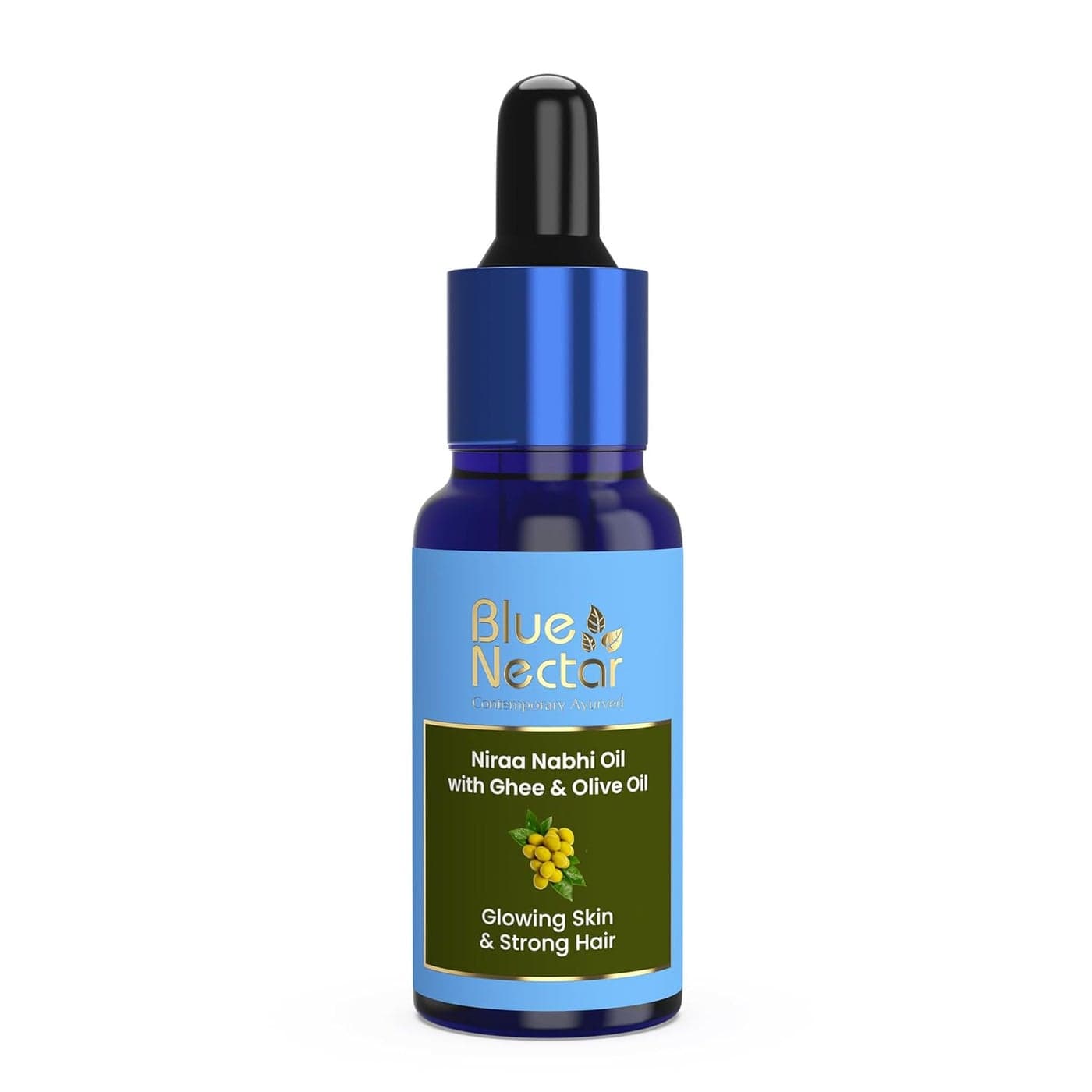 Blue Nectar Ayurveda Nabhi Oil with Ghee Olive Oil Natural Belly Button Oil for Radiant Skin Strong Hair Deep Hydration 22 Herbs 1 Fl oz