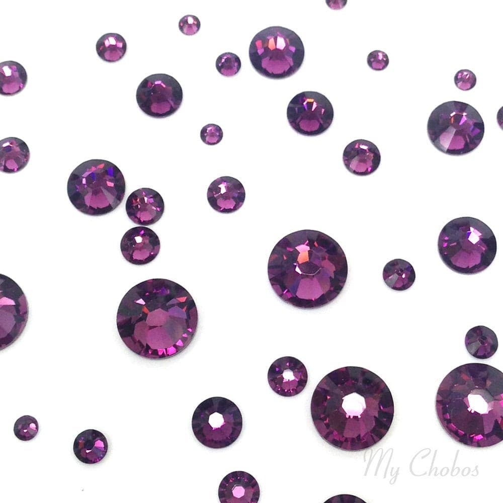 AMETHYST 204 purple violet 144 pcs Swarovski 20582088 Crystal Flatbacks purple rhinestones nail art mixed with Sizes ss5 ss7 ss9 ss12 ss16 ss20 ss30
