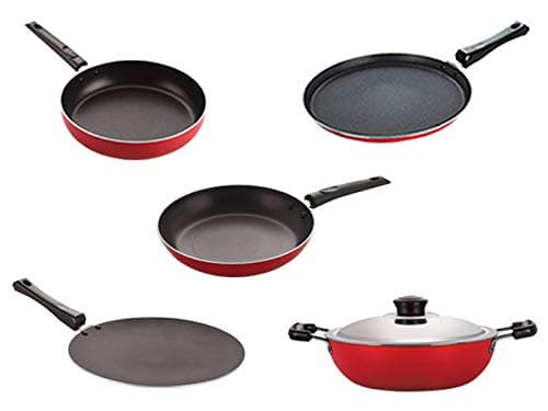 Nirlon Odor Free 3 Layer Non Stick Coating Cookware Gift Item Set of 5 Pieces with Bakelite Handle26_CT_DKDB_TP_FT11_FP12