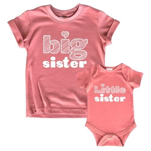 Unordinary Toddler Big Sister Little Sister Outfits Matching Shirts Sibling Gifts girls newborn baby set Mauve Kid 12M Baby NB