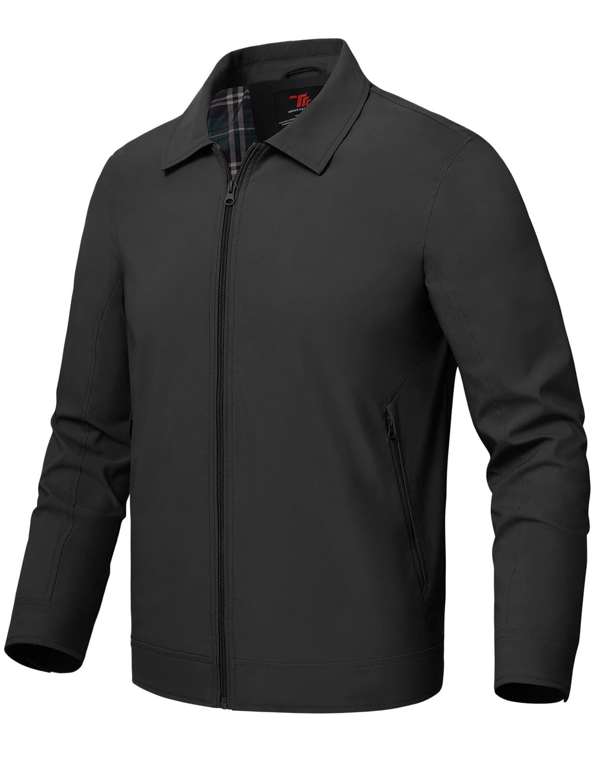 Rdruko Mens Lightweight Jackets Windbreaker Light Bomber Jacket Golf Jackets For Men Casual Work CoatBlack US M