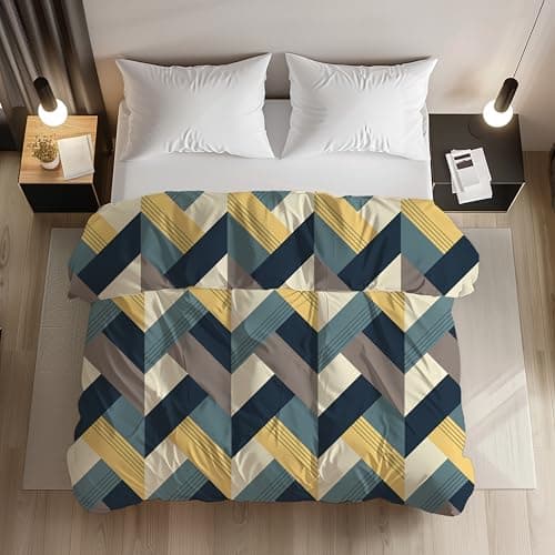 LOOMLYFE 200TC Premium Glace Cotton Duvet Cover/Comforter Cover/Rajai Cover/Blanket Cover/Quilt Cover for Double Bed with Zipper 90"x100" inches - BlueArrow