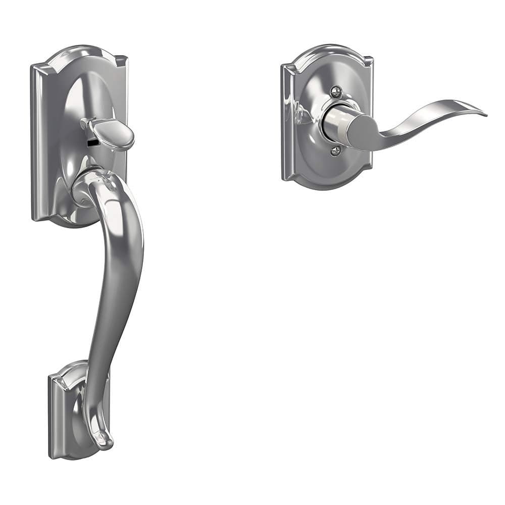 Camelot Lower Half Handleset Accent Lever with Camelot Trim in Bright Chrome Left Handed