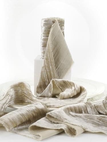 HUIHUANG Taupe Velvet Crinkled Frayed Ribbon 3 Inch Wide Champagne Fringe for Wreaths Christmas Tree Flower Bouquet Gift Wrapping Wedding Bridal Shower Decor