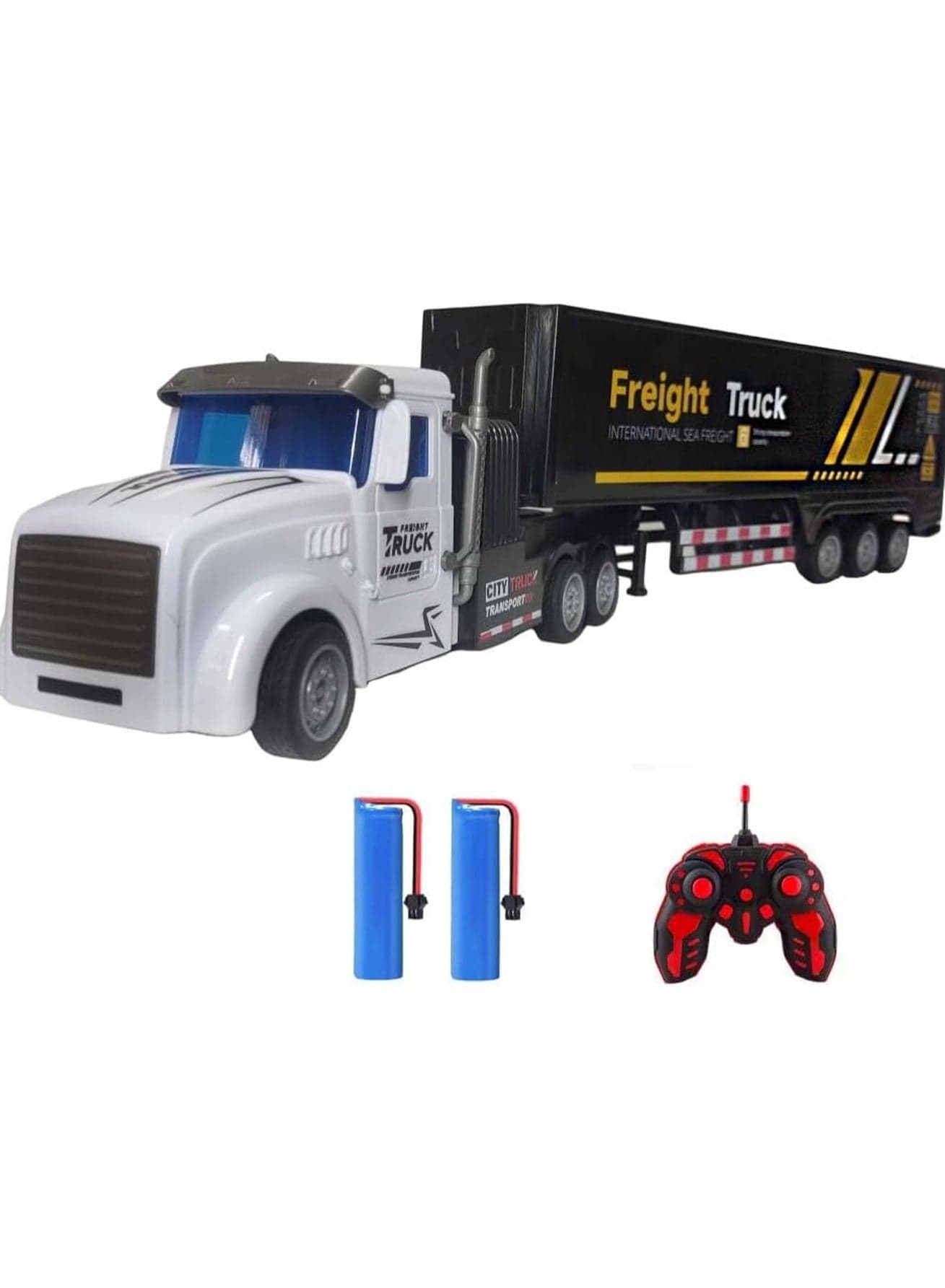 Remote Control Semi-trailer Truck Toy for Kids, Container , with 2 Battery 1 Charging Cable