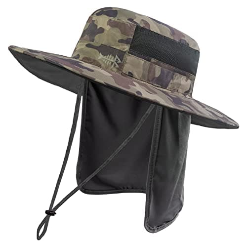 BASSDASH UPF 50 Sun Fishing Hat Water Resistant with Detachable Neck Flap