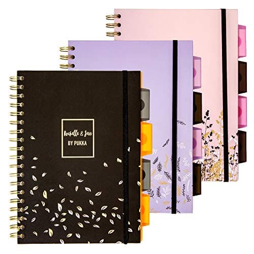 Pukka Pad 5 Subject Spiral Notebook 3Pack 200 Pages 100 Sheets of 80GSM Paper with Repositionable Dividers Perforated Edges for Office Planning Organization B57 X 10 Rochelle Jess