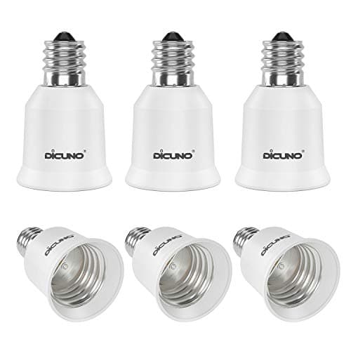 DiCUNO E17 to E26 Adapter, Intermediate E17 Socket to Standard E26 Socket Converter, LED Light Bulb Converter, Max Wattage 200W, 200℃ Heat Resistant (6-Pack)