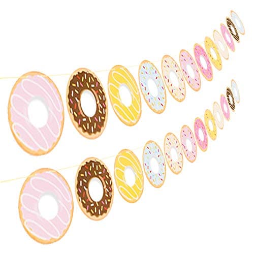 2PCS Donut Party Supplies Party Banners Donut Food Theme PartyTea Party Decorations Doughnut Baby ShowerBirthday Party Garland Wall Decorations Photo Props
