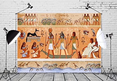 BELECO 8x6ft Fabric Egyptian Backdrop Ancient Egypt Scene Mythology Godsand Pharaohs Hieroglyphic Temple Murals Phtography Backdrop for Party Decorations Supplies Photoshoot Photo Background Props