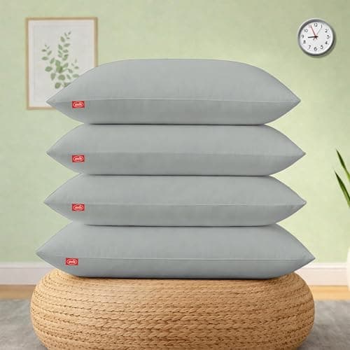 Zinnia Comfort Soft Microfiber Bed Pillows for Sleeping | Light Grey, Regular Size 16 x 24 Inches | Soft & Comfortable Set of Pillow for Home & Daily Use | Pack of 4