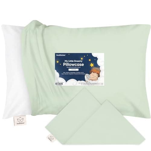 KeaBabies Toddler Pillowcase 13"x18" - Organic Cotton Toddler Pillowcase for Kids, Boys, Girls, Soft & Durable Cotton Cover for Miniature Sleepy Pillows, Cute Colors, Pillow Sold Separately (Sage)