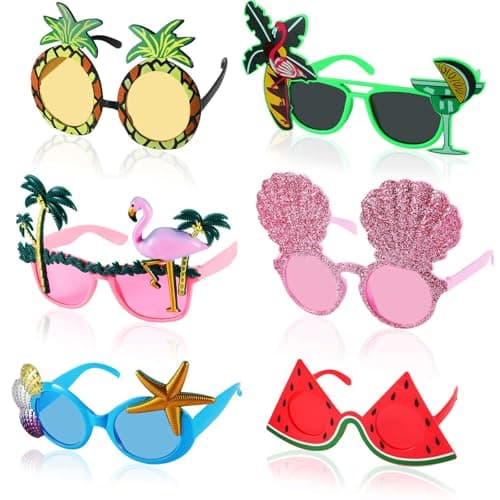 Stegosaurus 6 Pairs Novelty Party Sunglasses Funny Luau Party Sunglasses Hawaiian Tropical Glasses Beach Themed Party Supplies Decoration