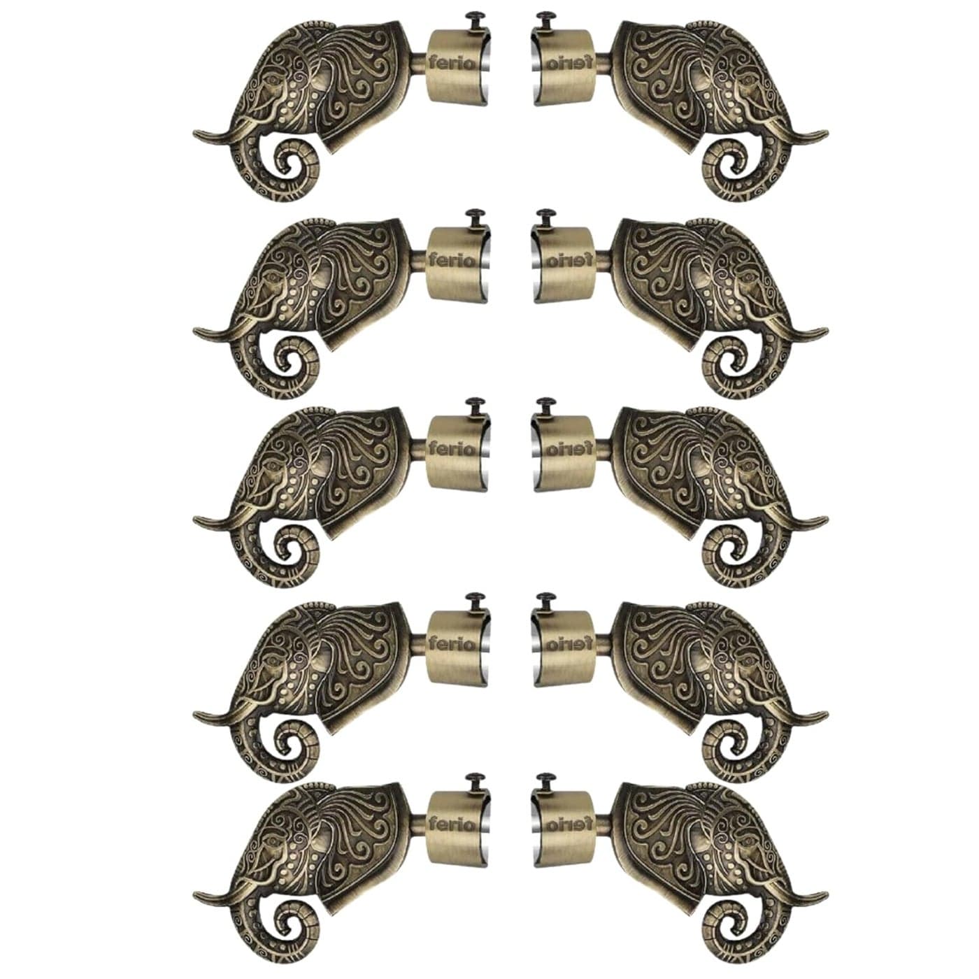 Ferio Aluminium Antique Finish Curtain Brackets for Window and Door Parda HolderCurtain Holders for Wall 1 Inch Rod Support Fittings Curtain Accessories 5 Set 10 pcs