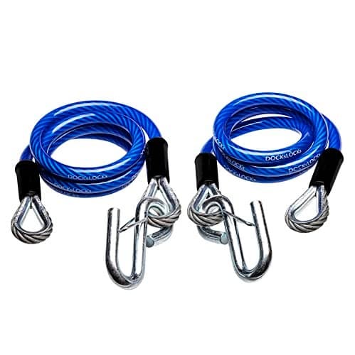 DocksLocks Trailer Safety Towing Cables Self Coiling Weatherproof Vinyl Coated with Snap Hook Safety Latches 48 Length 2 Pack 5000 lbs Break Force