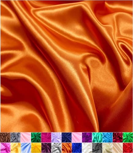Satin Fabric Decoration Sewing Shiny Luxury 60 Wide Roll Metallic Shiny Upholstery Lining Drapery DIY Crafts Orange 2 Yards