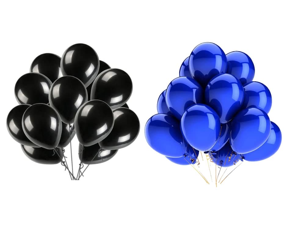 Vail Creations MADE IN INDIA 10inch Metallic Balloons for Birthday Decoration/Anniversary Party Decoration (Blue,Black, Pack of 50)