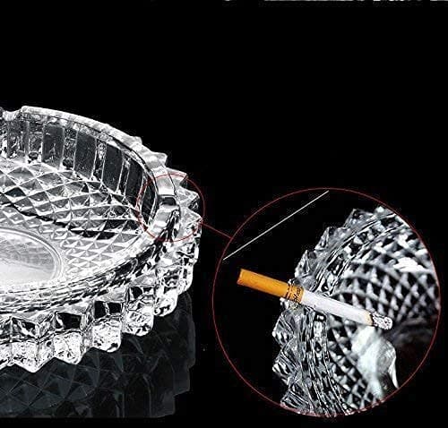 KIDINGTON Store Round Cut Glass Ashtray Set of 1 Crystal Clear Glass Ashtray Cigarettes Ash Tray Tabletop Ashtray for Home Office and Hotel Cigarette Ash Collect Tray Glass Smoking Tray