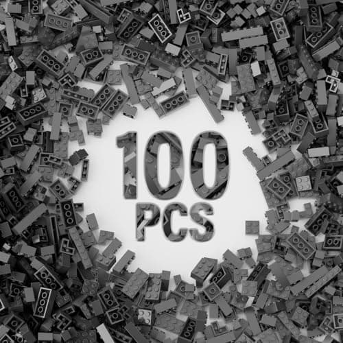 100 Piece Dark Gray Bricks Bulk 12 Size Dark Grey Classic Building Blocks Bricks Compatible with Lego Parts and PiecesColor Dark Gray