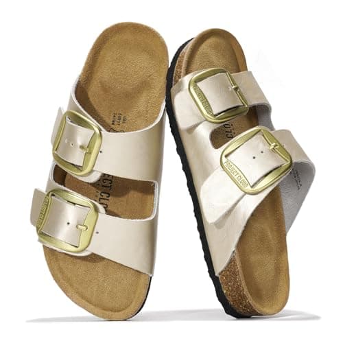 Project Cloud Genuine Leather Flat Sandals for Women 2025 Comfortable Beach Essentials Womens Sandals Memory Foam Vacation Essentials Slides for Women Footwear (Santorini, Rosegold, 10)