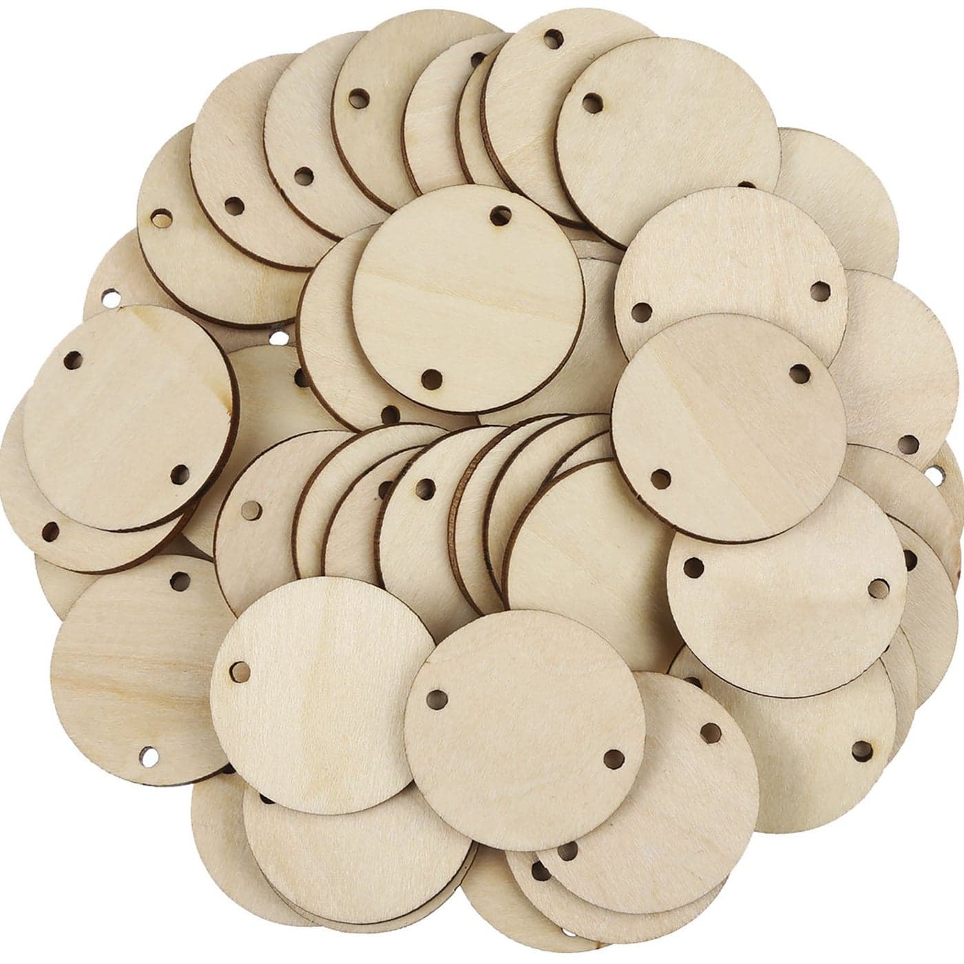 Bememo 15 Inches Circle Wooden Tags Birthday Board Tags with 2 Holes for Birthday Board DIY Crafts100 Pieces