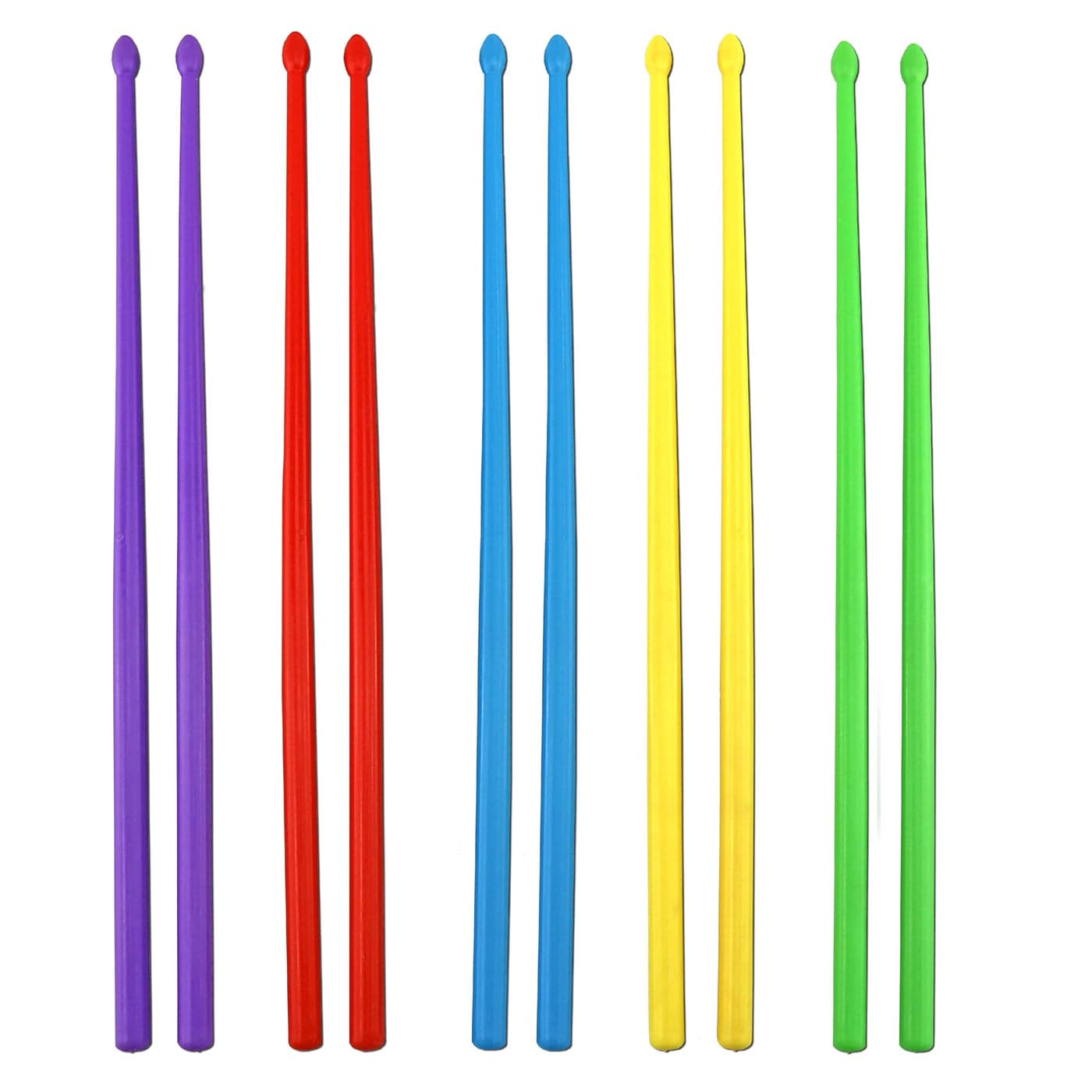 Iconikal Nylon Exercise Drum Sticks, Blue, Green, Purple, Red, Yellow, 5-Pairs Dancing Aerobic Fun Workout Group Activity