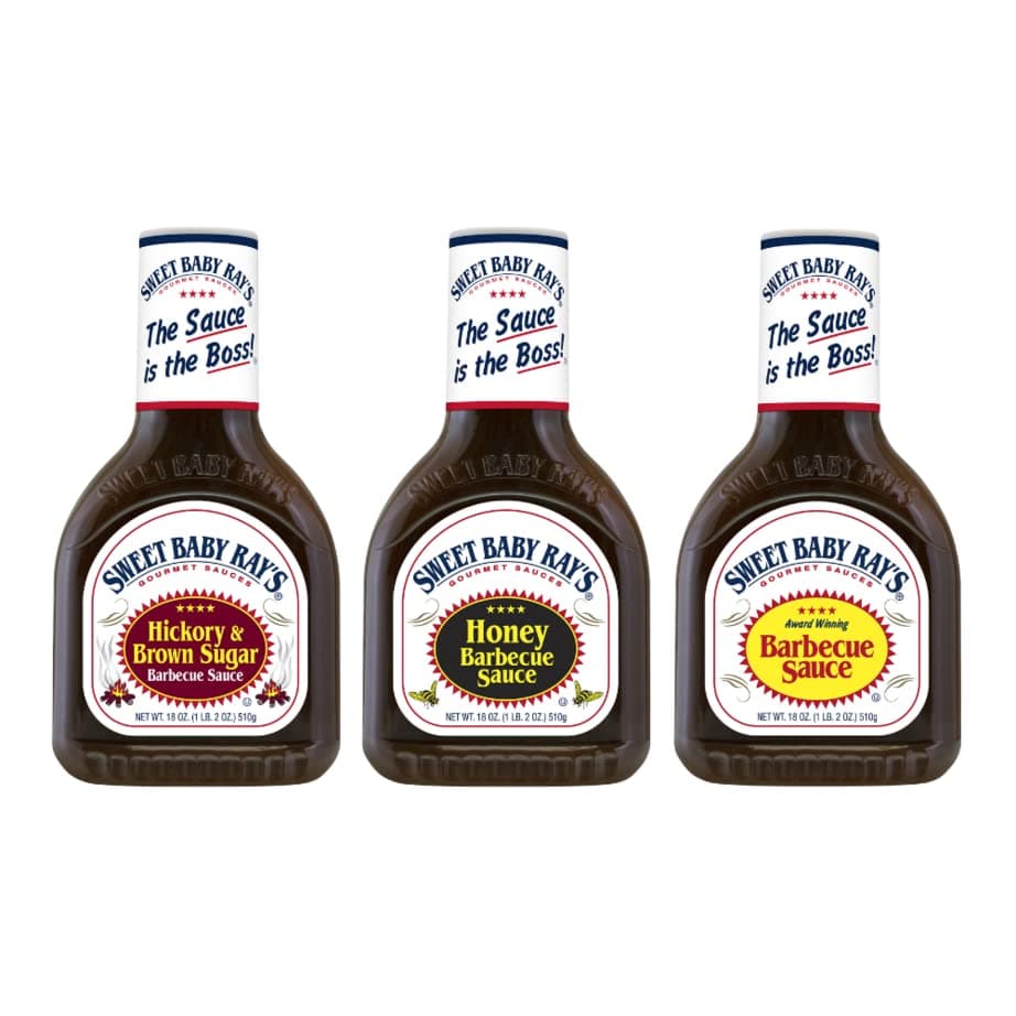 Sweet Baby Ray's Gourmet Sauce Barbecue Flavor Variety Pack 1 Honey BBQ Sauce, 1 BBQ Sauce, 1 Hickory Brown Sugar BBQ Sauce. 3 ct.