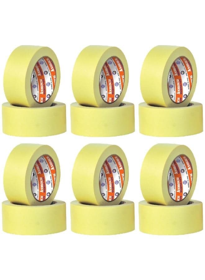 Masking Tape Temperature Grade - Yellow - 48 Mm x 25 Yards - Set of 06