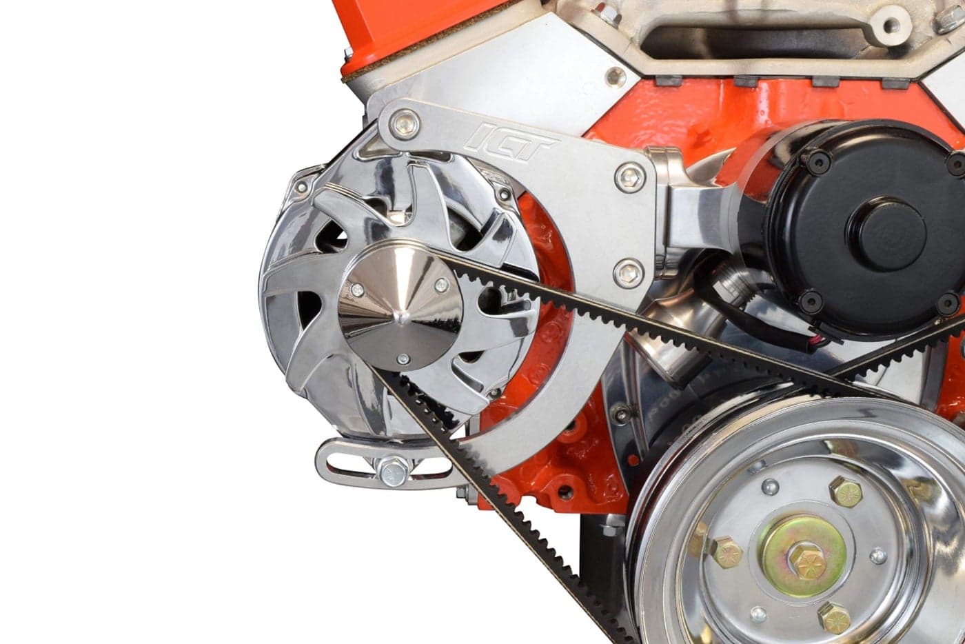 ICT Billet SBC Alternator Bracket Adjustable Electric Water Pump Small Block 350 Chevy Mount Kit 305 327 350 50L 57L Compatible With Chevy Long Water Pump V Belt 551672E