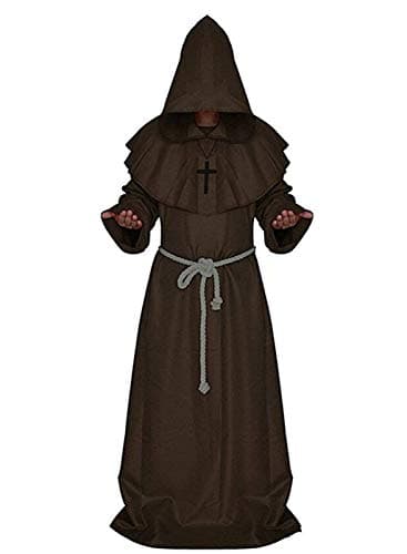 Dreamture Halloween Monk Costume Adult Friar Medieval Hooded Monk Renaissance Priest Robe