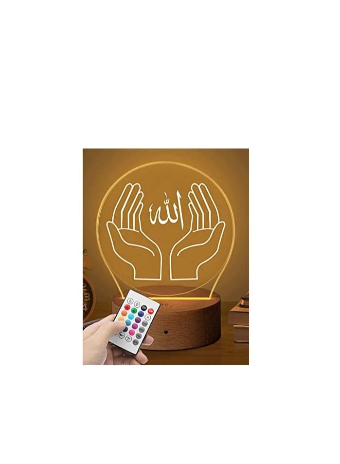 LED Night Table Lamp with base for Ramadan Decorations Wooden Round Base 1
