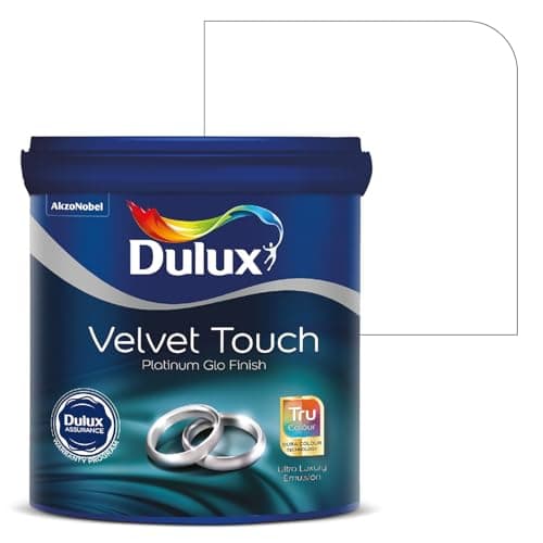 Dulux Platinum Glo Super Premium Interior Emulsion Paint For Walls With 6 Years Warranty| Rich Matte Finish | Dirt & Dust Resistant | Smooth Colors, White(1 Litre,White)