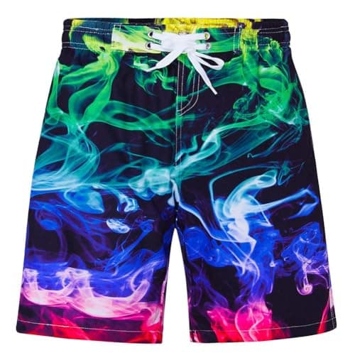 Idgreatim Little Boys Smoke Swim Trunks 6 Years Kids Quick Dry Beach Shorts with Pockets Elastic Waist Drawstring Bathing Suit with Mesh 6-7 Years