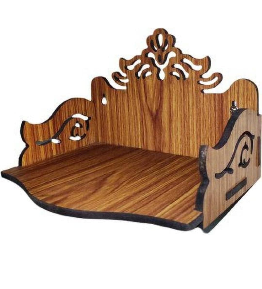 Generic Small Beautiful Wooden TempleMANDIR for HomeOfficeShop DIY15 CM 6 INCHES Brown JCSMEJ3903