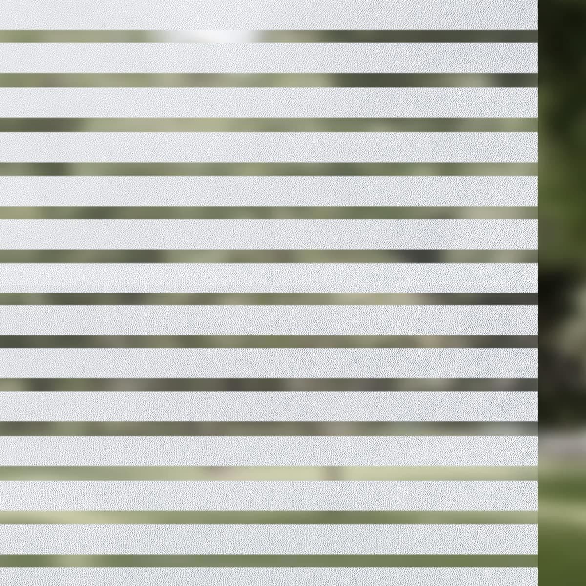 Qualsen Privacy Window Film Frosted Windows Privacy Film Frosting Cling for Glass AntiUV Reeded Blinds Sticker for Home Office Meeting Room Stripe Patterns 236x118inch