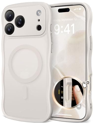 CAPRARO Magnetic for iPhone 17 Pro Case for Women Girls Upgraded Full Camera Protection Compatible with MagSafe Cute Wave Translucent Matte Phone Case for iPhone 17 Pro Stone