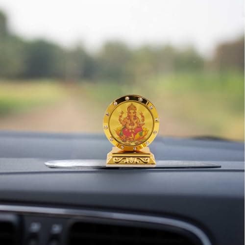 Spillbox Acrylic Car Dashboard Idols|Car Accessories|Car Dashboard Interior|Perfect for Gifting | Decorative Showpiece for Home and Office|Round Double Side God Picture (Ganesh)