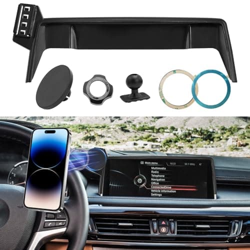 APESER Compatible with BMW X5 Screen Phone Mount 2014-2018/X6 2015-2019,F15/F16 Cell Phone Holder for 10.3 Inch Touch Screen,Magnetic Cell Holder Anti-Shake,Rotation Mobile Mount Cradle,Black