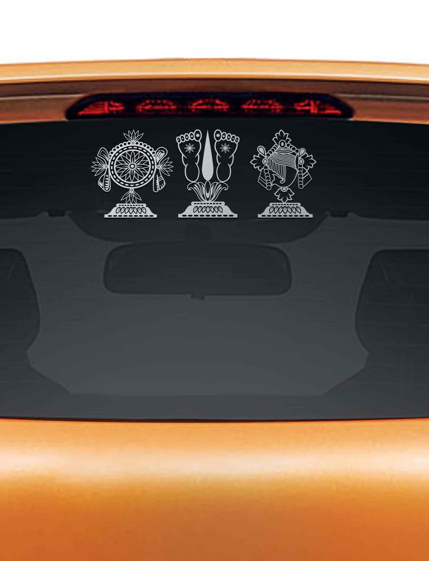 WallDesign Vinyl Lord Balaji Shanku Chakra Car Sticker, 14 x 0.1 x 6 Inches, Copper