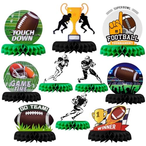 10PCS Football Party Decorations Football Honeycomb Centerpieces for Table Toppers for Football Game Birthday Party Favors