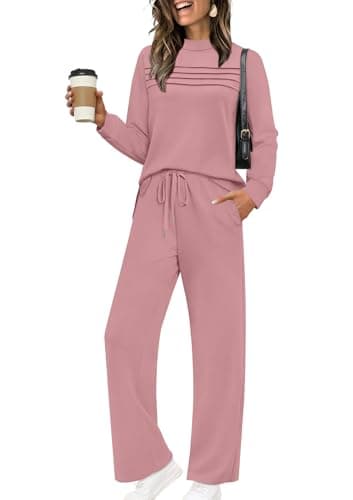 Plus Size Sweatsuits Women 2 Piece Outfit 2026 2025 Fall Winter Matching Sets Clothing Wide Leg Sweatpants Tracksuits Concert Outfits 70s Jogger Sets Teacher Womens Clothes Fashion Clothing Pink 3XL