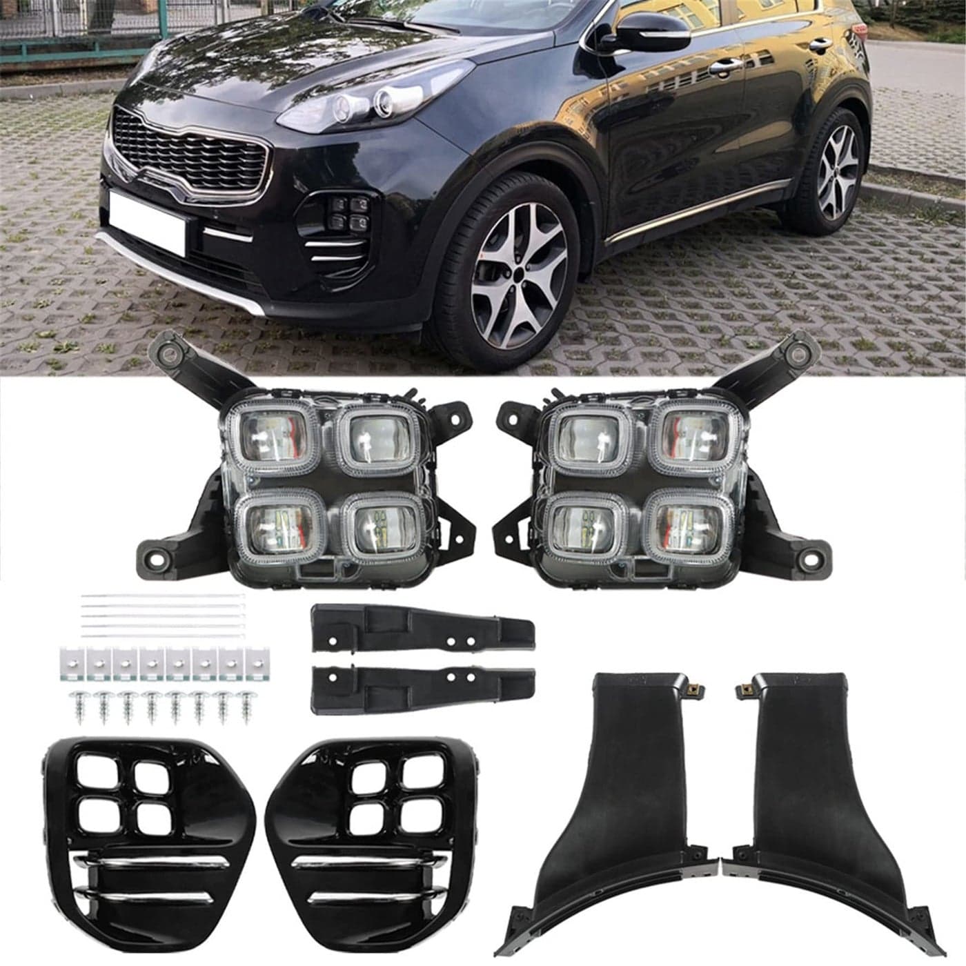 2Pcs Fog Lights Assembly Replacement for Kia 20172018 Clear Lens with Bulbs Driving Fog Lights Lamps LeftRight Side